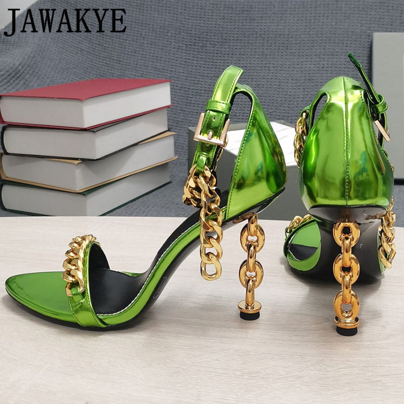 Gold Chain Heel Sandals