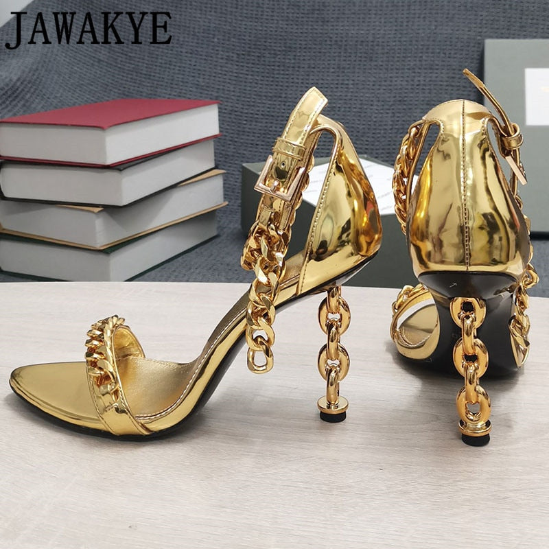 Gold Chain Heel Sandals