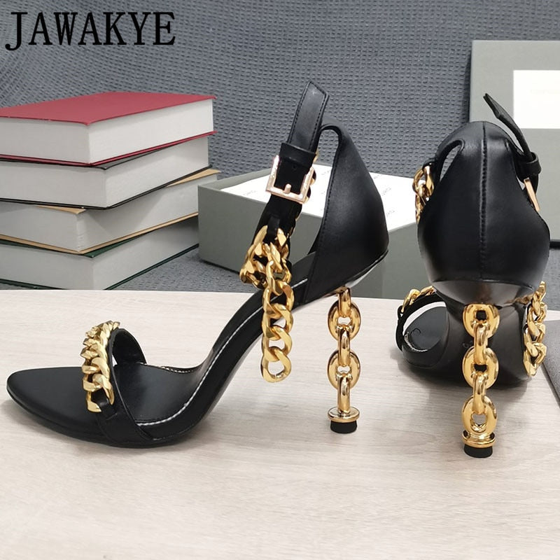 Gold Chain Heel Sandals