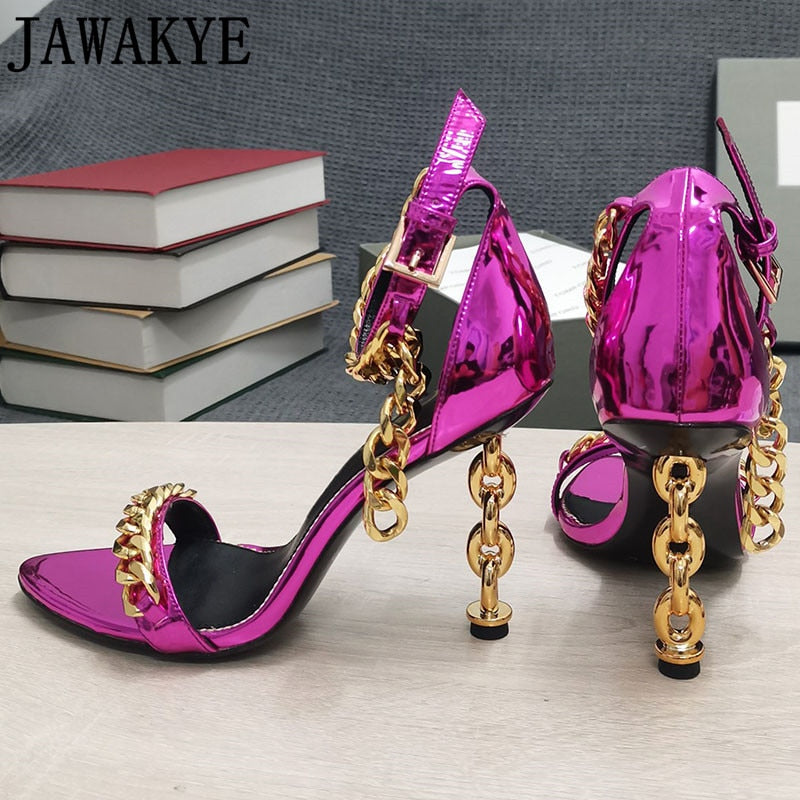 Gold Chain Heel Sandals