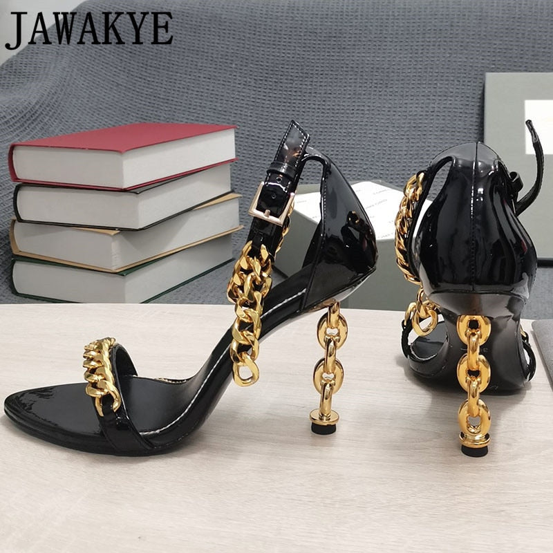 Gold Chain Heel Sandals